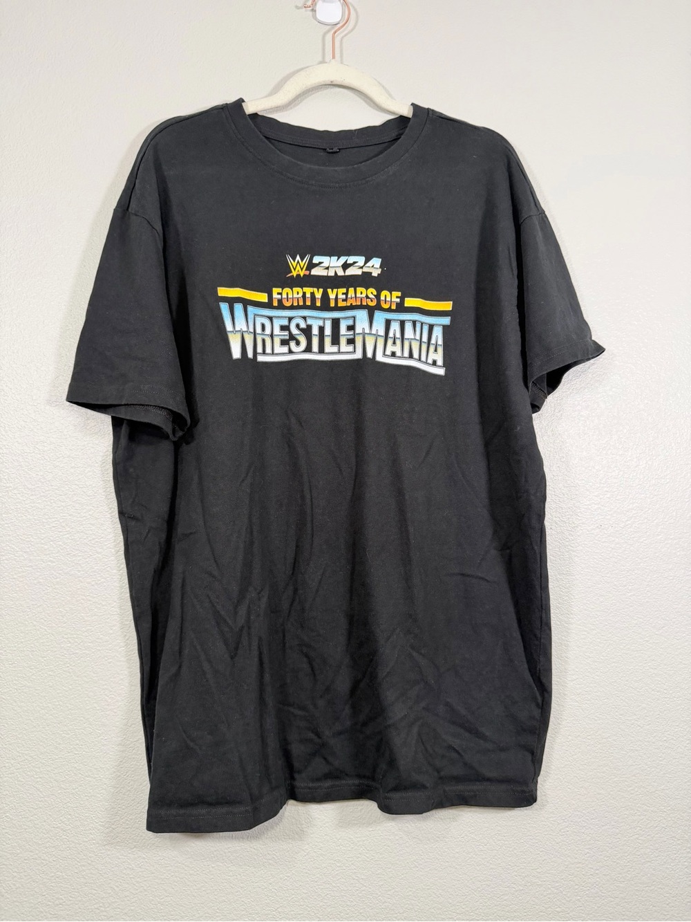RARE WWE Shirt 2K24 Wrestlemania Video Game T-Shirt Wrestling Black Tee Men L
